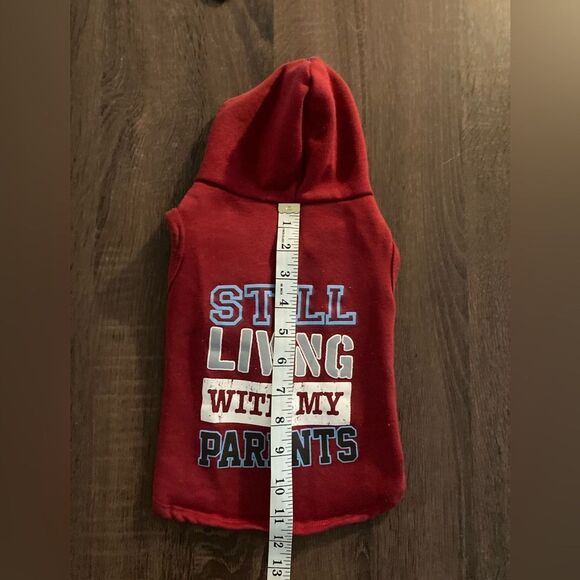 Dog Sweatshirt Hoodie Still Living With My Parents Red Small Dog Clothing - Picture 6 of 8